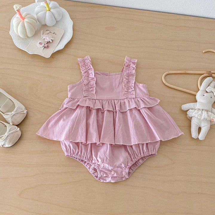 【73-90】フリルデザインキュートロンパース