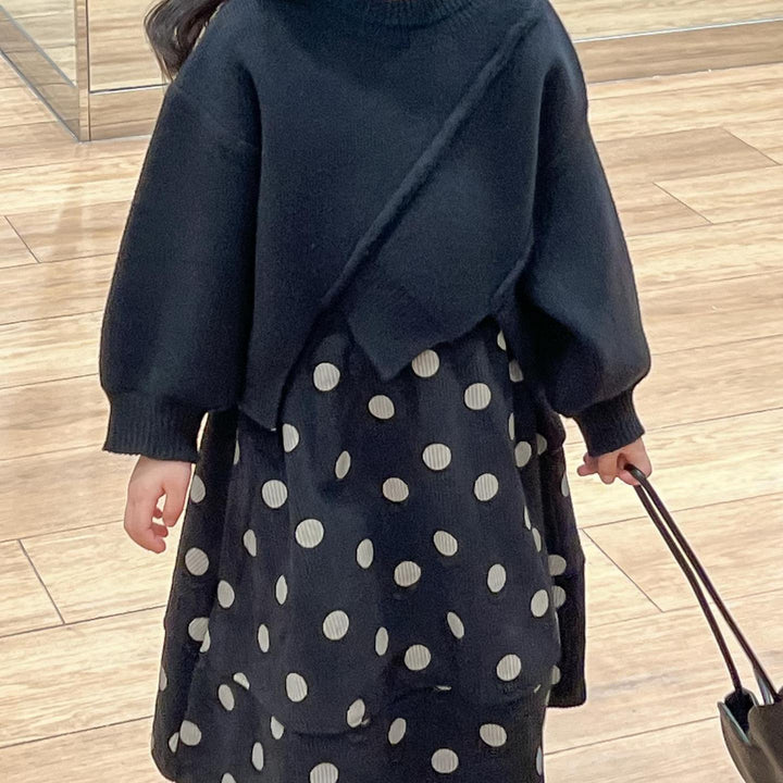 【90-140】アシンメトリーニットトップス