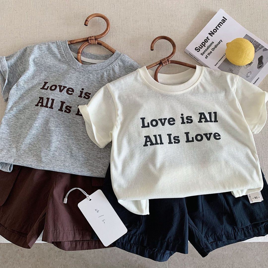 【90-140】英字ロゴTシャツ×ハーフパンツセット