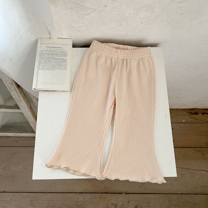 【73-120】シンプルリブフレアパンツ
