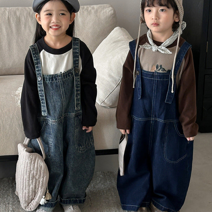 【80-140】ワイドデニムサロペット