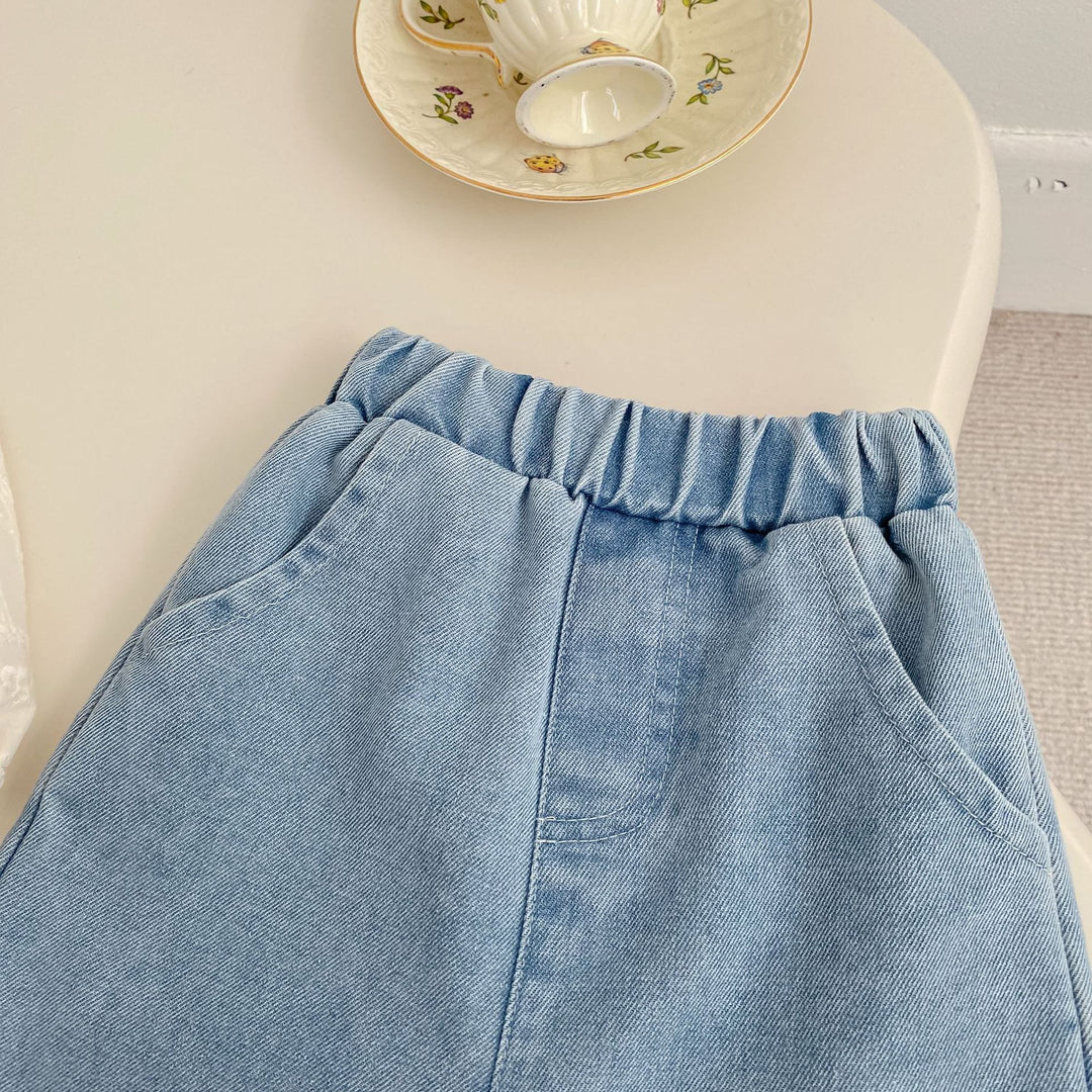 【73-120】レースヘムワイドジーンズ