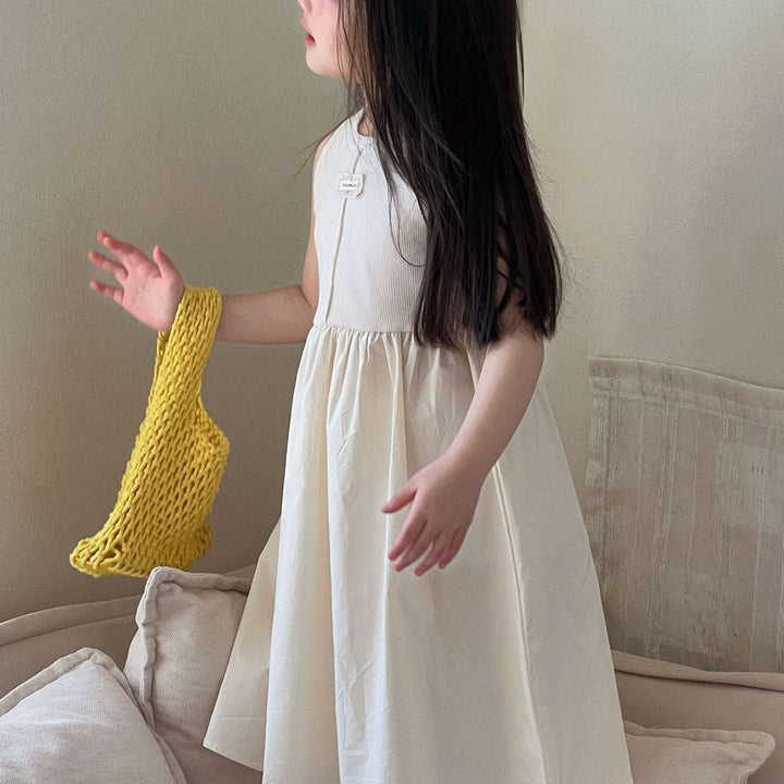 【90-150】ウエスト切替ノースリワンピース