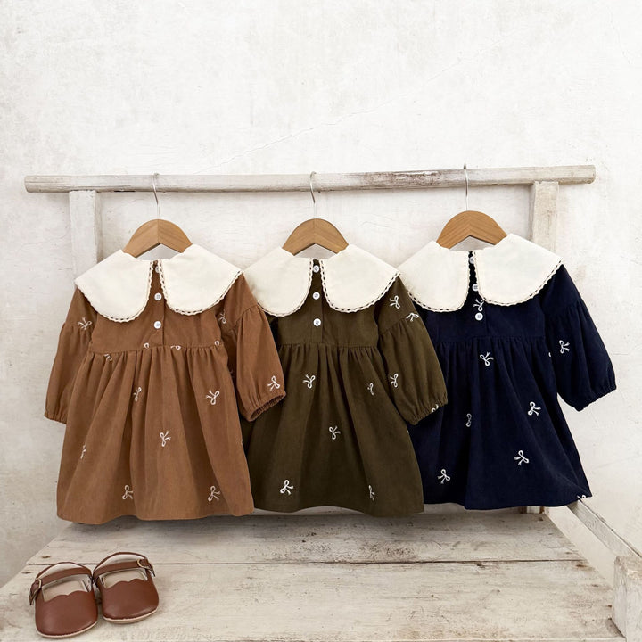 【73-120】リボンデザイン長袖ワンピース