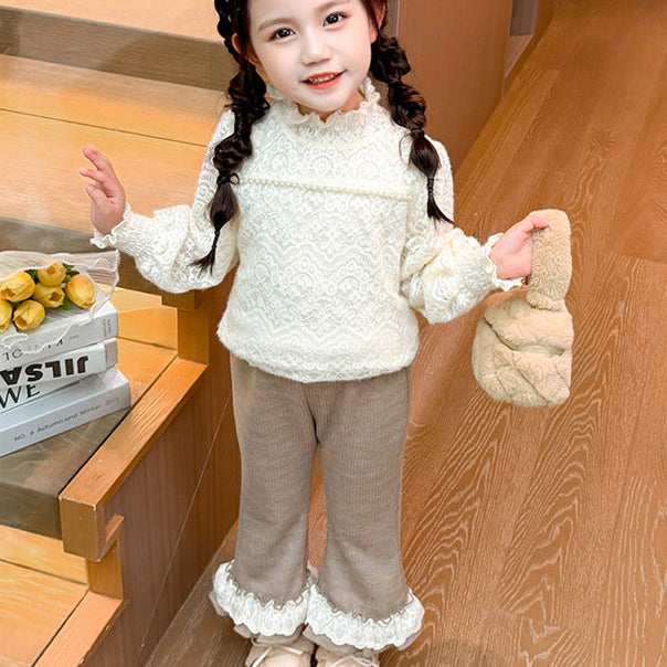 【90-140】レースヘムフレアロングパンツ