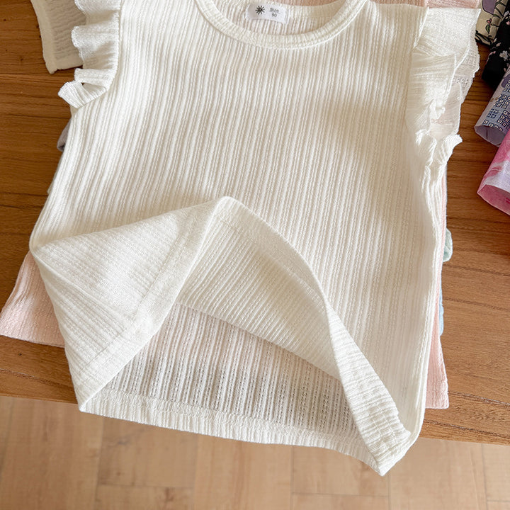 【90-140】ノースリトップス×総柄ショートパンツセット