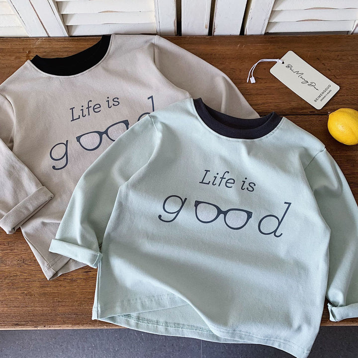 【90-150】Life is goodデザインロンT