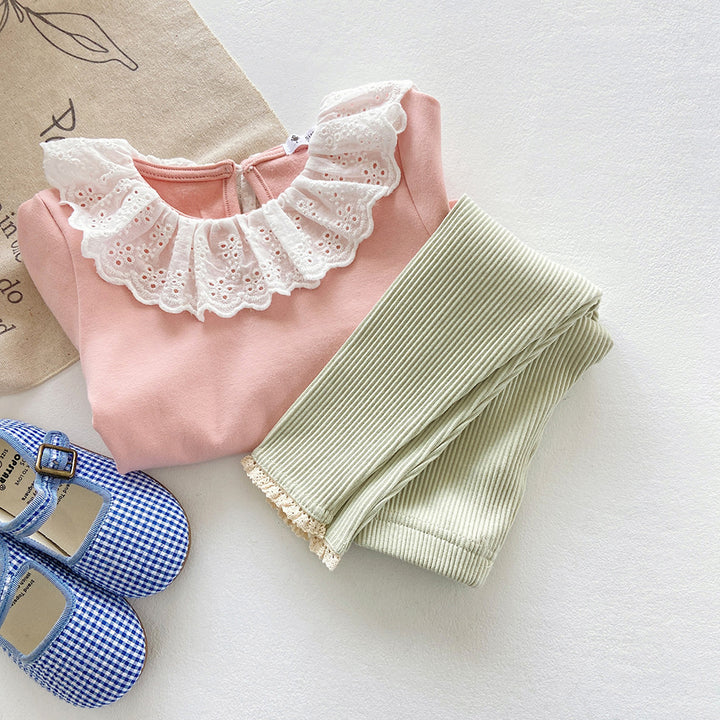 【80-140】裾レースレギンスパンツ