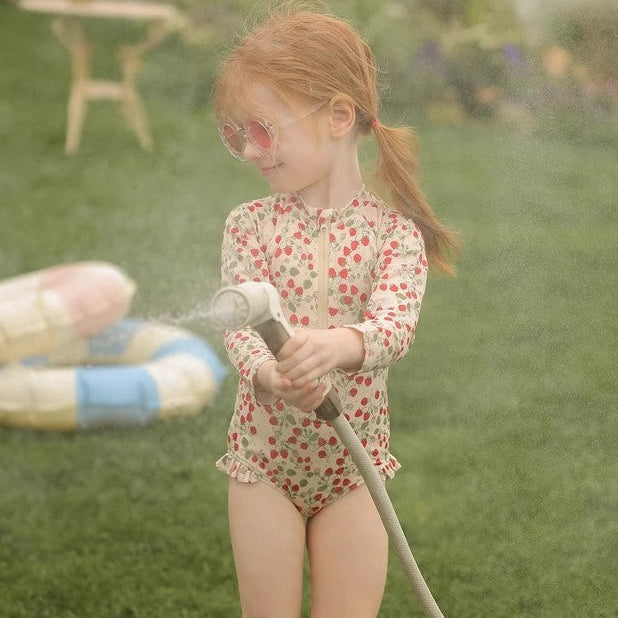 【90-150】フロントジップ総柄スイムウェア