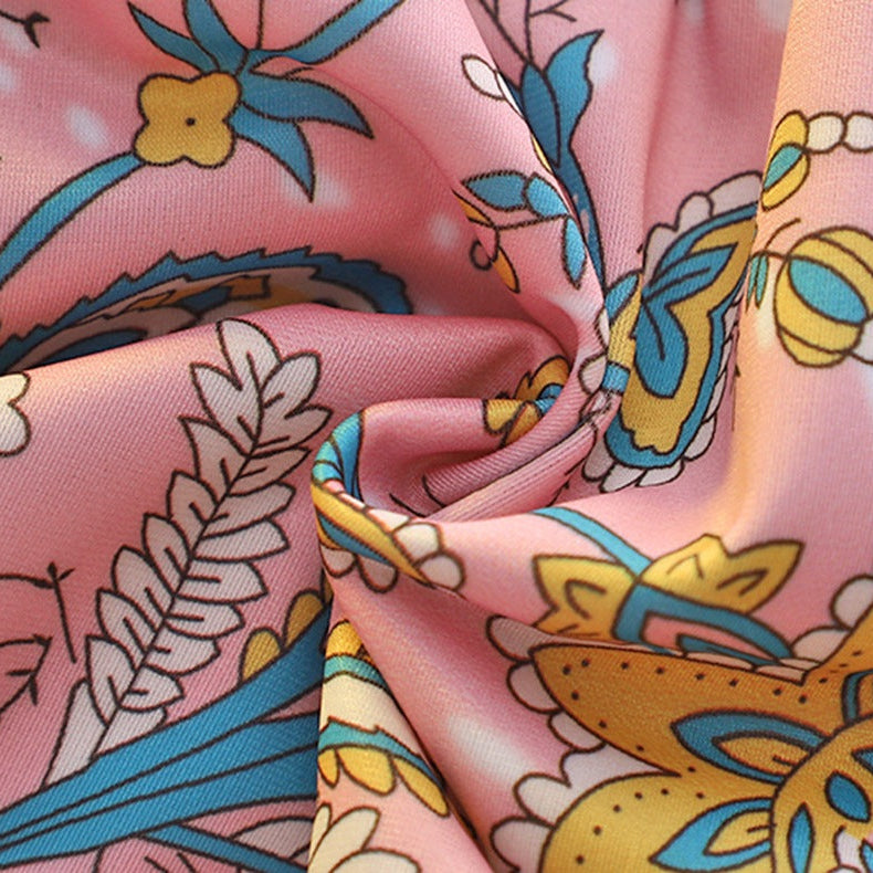 【100-140】フリルデザインパターンプリントスイムウェア