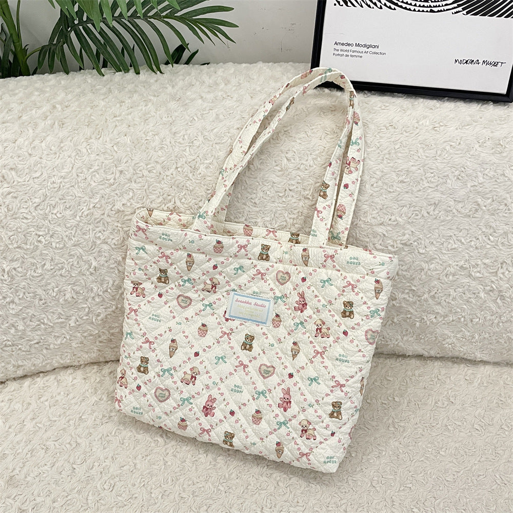 パターンプリントキルティングバッグ