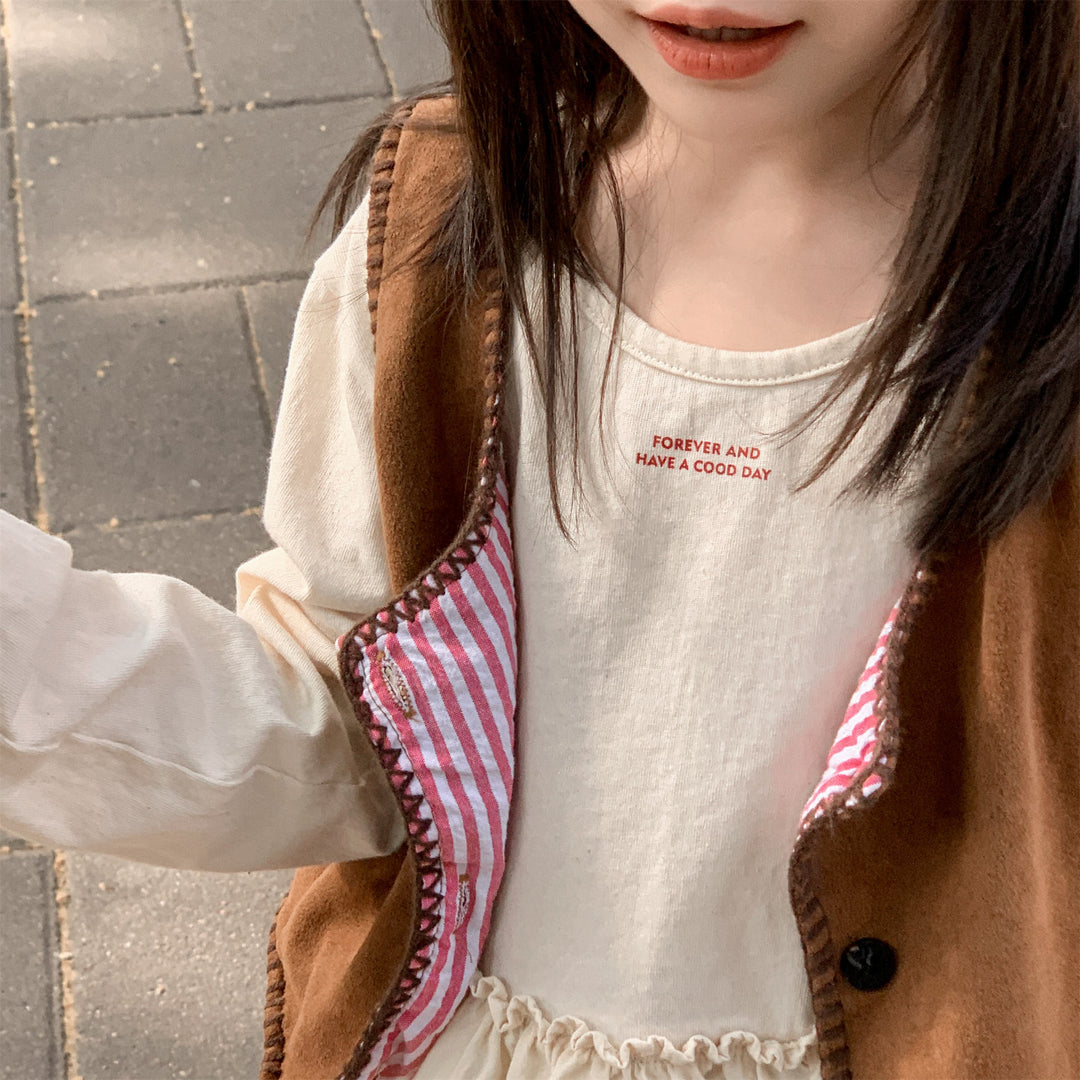 【80-130】ティアードフリルヘム長袖トップス