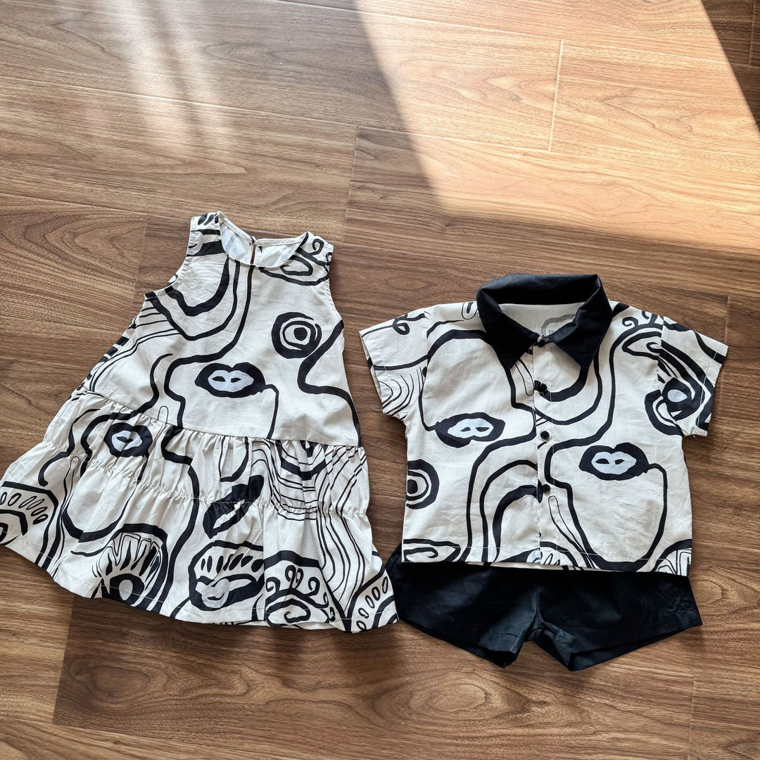 【80-150】総柄ノースリーブワンピース