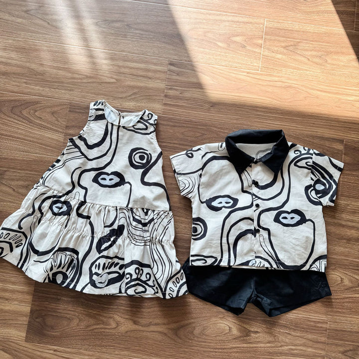 【80-150】総柄ノースリーブワンピース