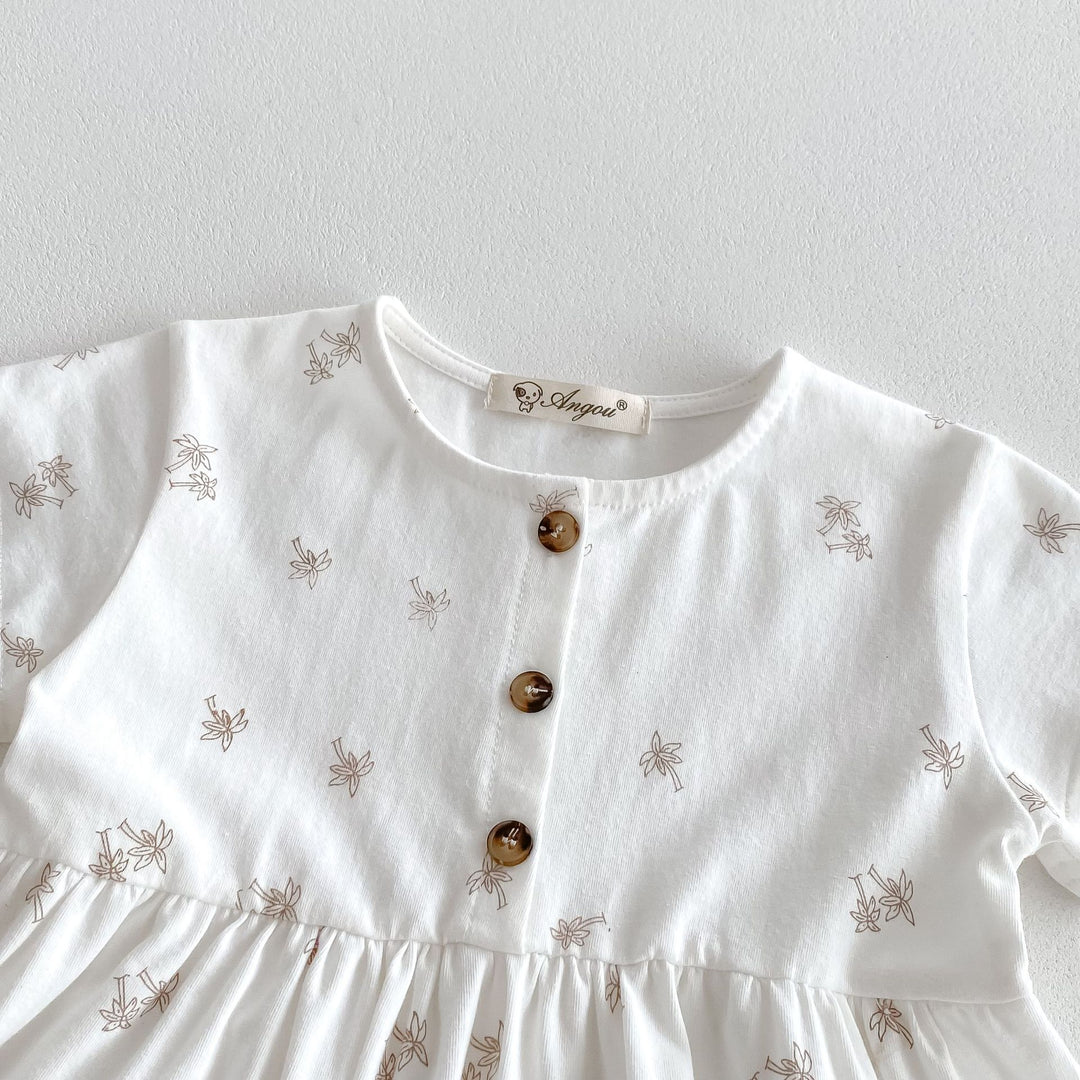 【80-130】パームツリー半袖ワンピース