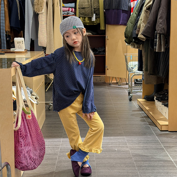 【80-130】フリルヘムロングパンツ