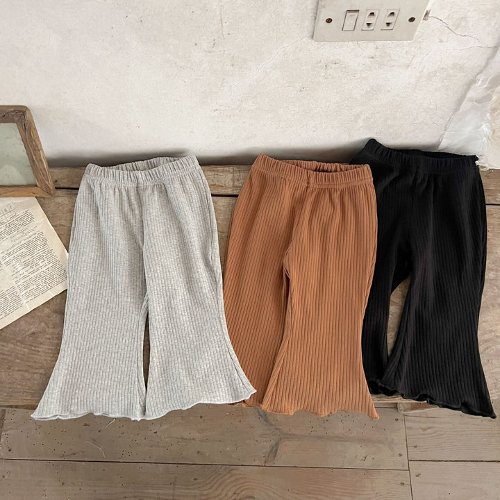 【73-120】シンプルリブフレアパンツ