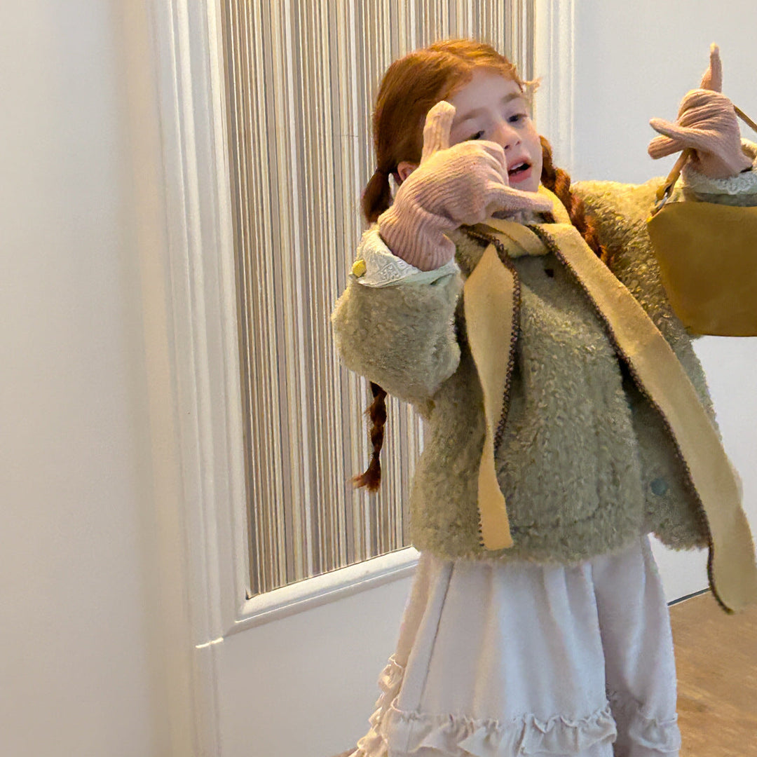 【90-140】ボタンデザインボアショートコート