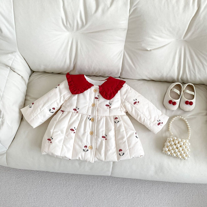 【73-100】きのこ柄裏フリースコート