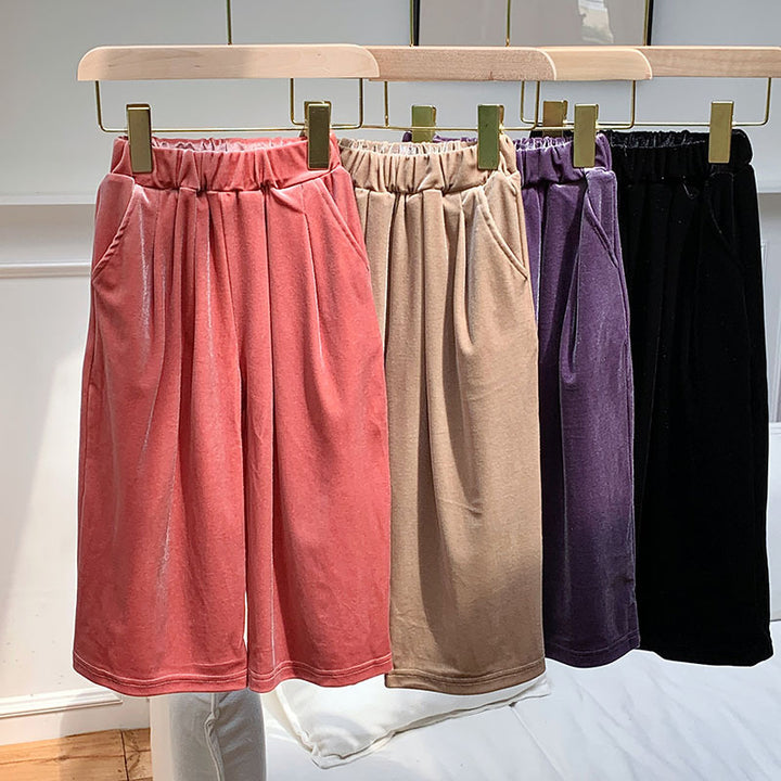 【90-150】ロングワイドベロアパンツ