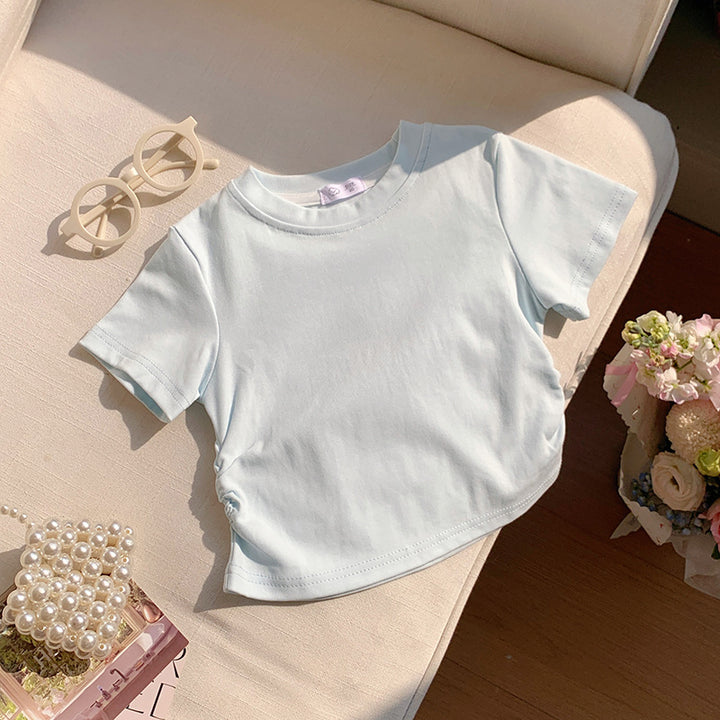 【90-150】シャーリングシンプルTシャツ