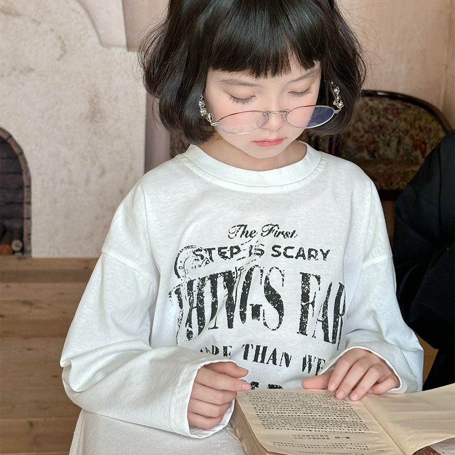 【90-150】フロントロゴ長袖Tシャツ