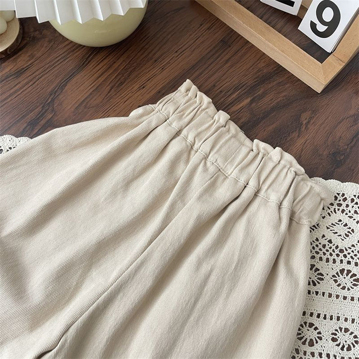 【90-140】サイドフラワー刺繍パンツ