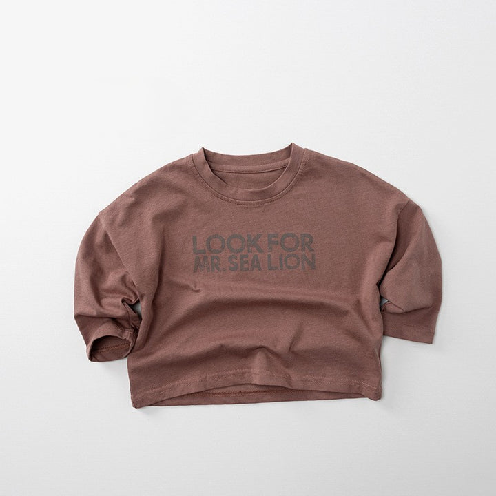 【80-130】ロゴデザイン長袖Tシャツ