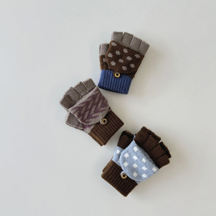 【3Y-8Y】パターンプリント指出しニットグローブ