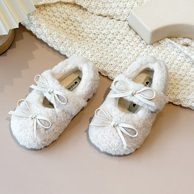 【13.5-21.0】リボンモチーフボアシューズ