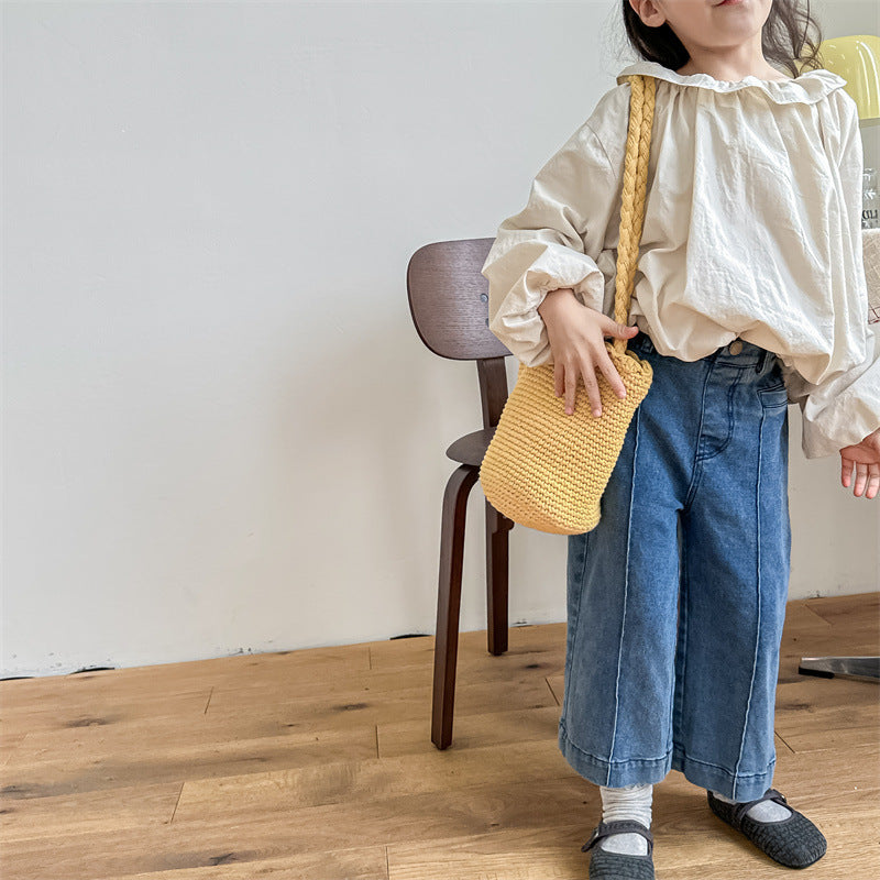 【80-130】センタープレスデニムパンツ