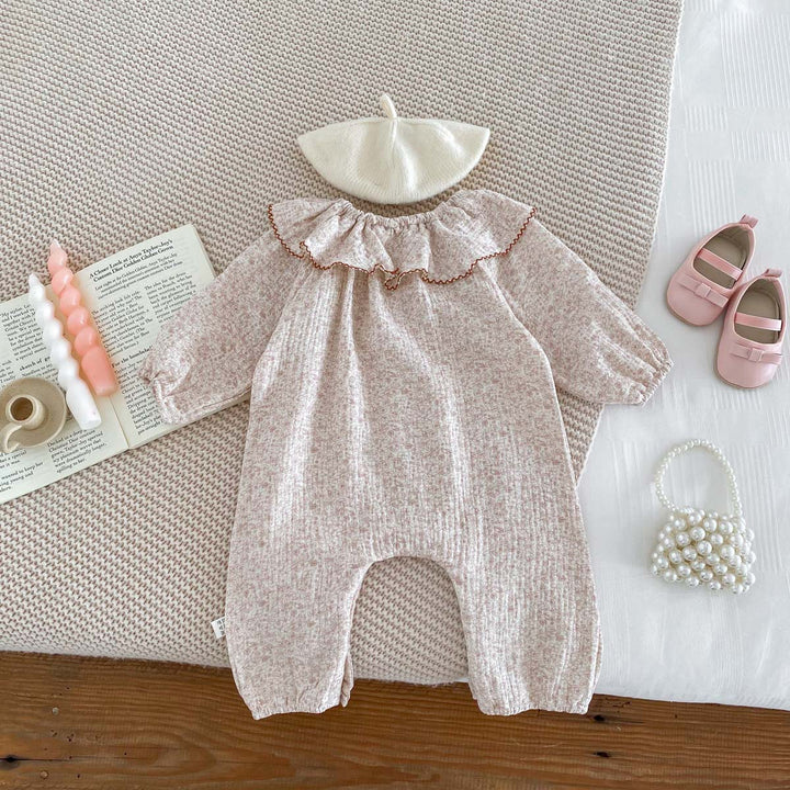 【73-90】ラッフルカラー小花柄ロンパース