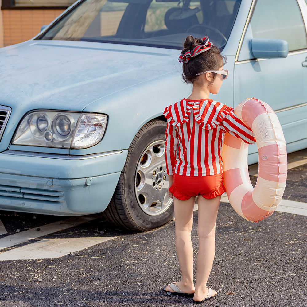【90-140】ビッグカラーチェック柄セパレートスイムウェア