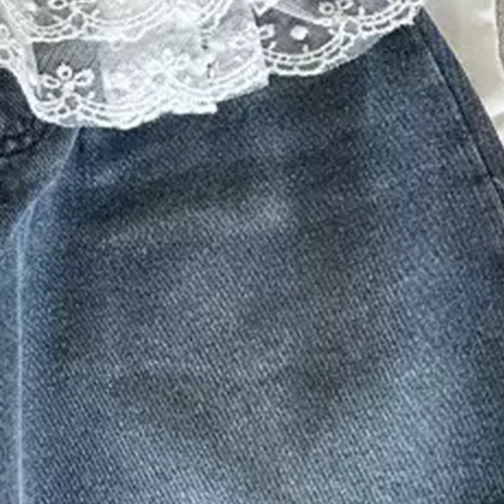 【80-120】ウエストレースデニムショートパンツ