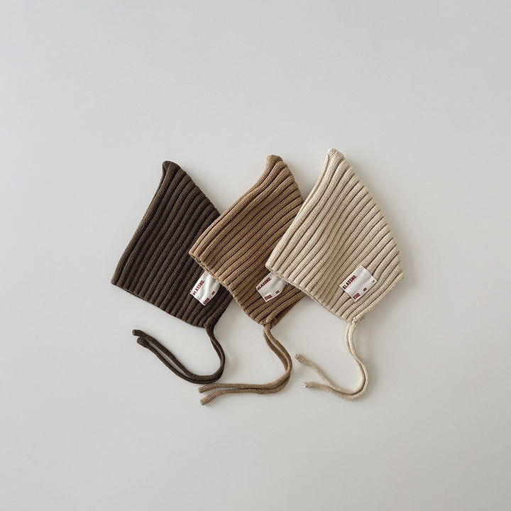 【42-49cm】あご紐付きリブニット帽