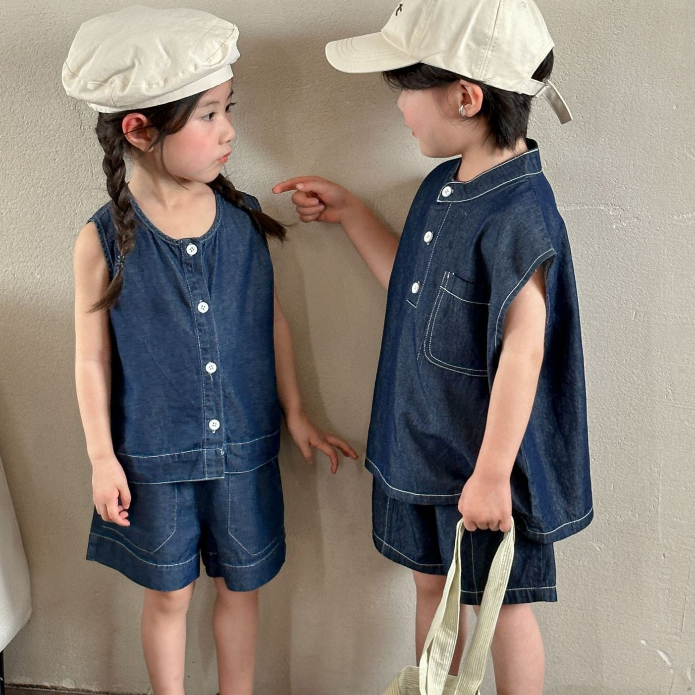 80-150】ノースリーブデニムセットアップ｜ELMO-こども服エルモ