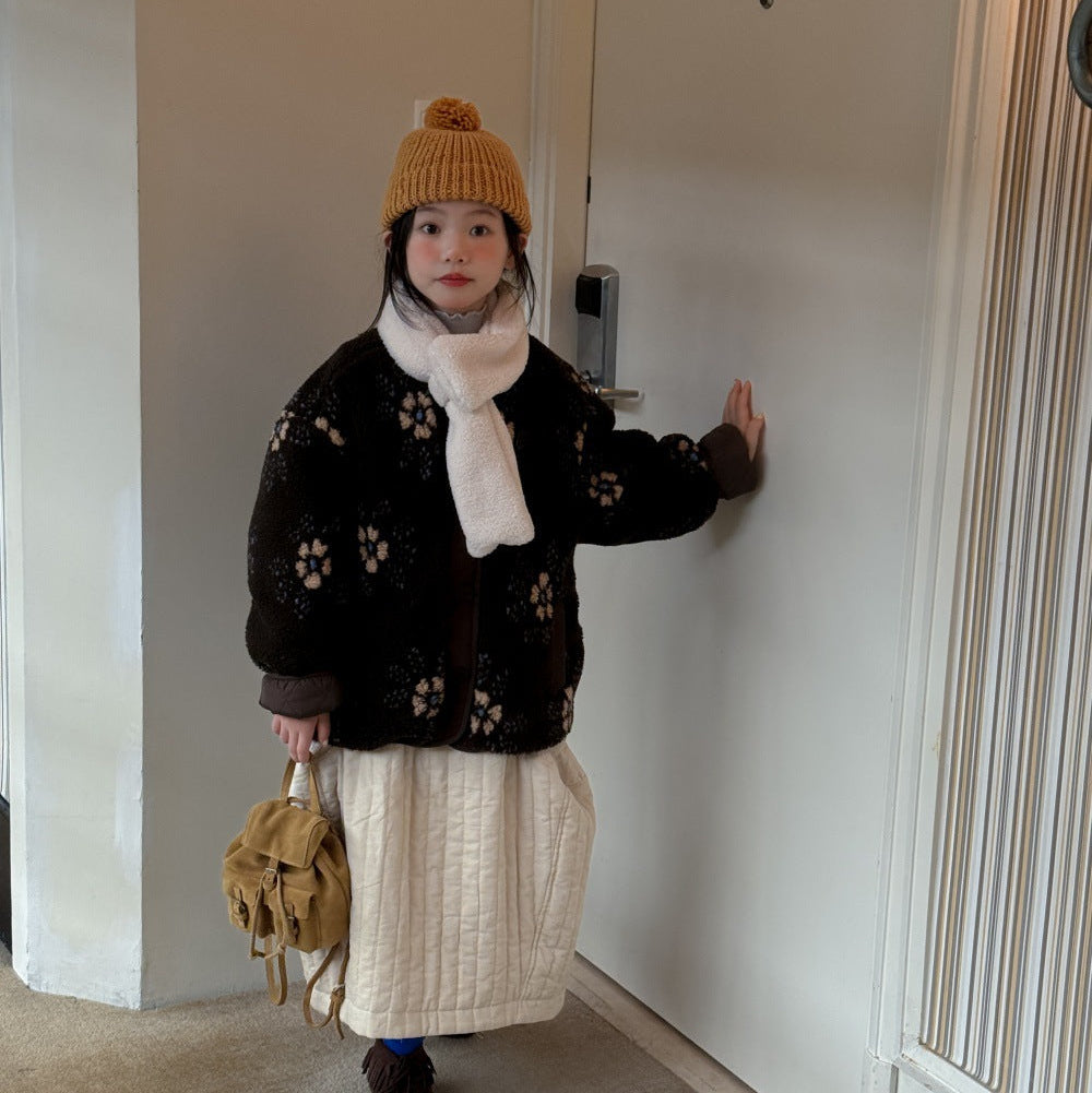 【100-150】花柄ボアジャケット