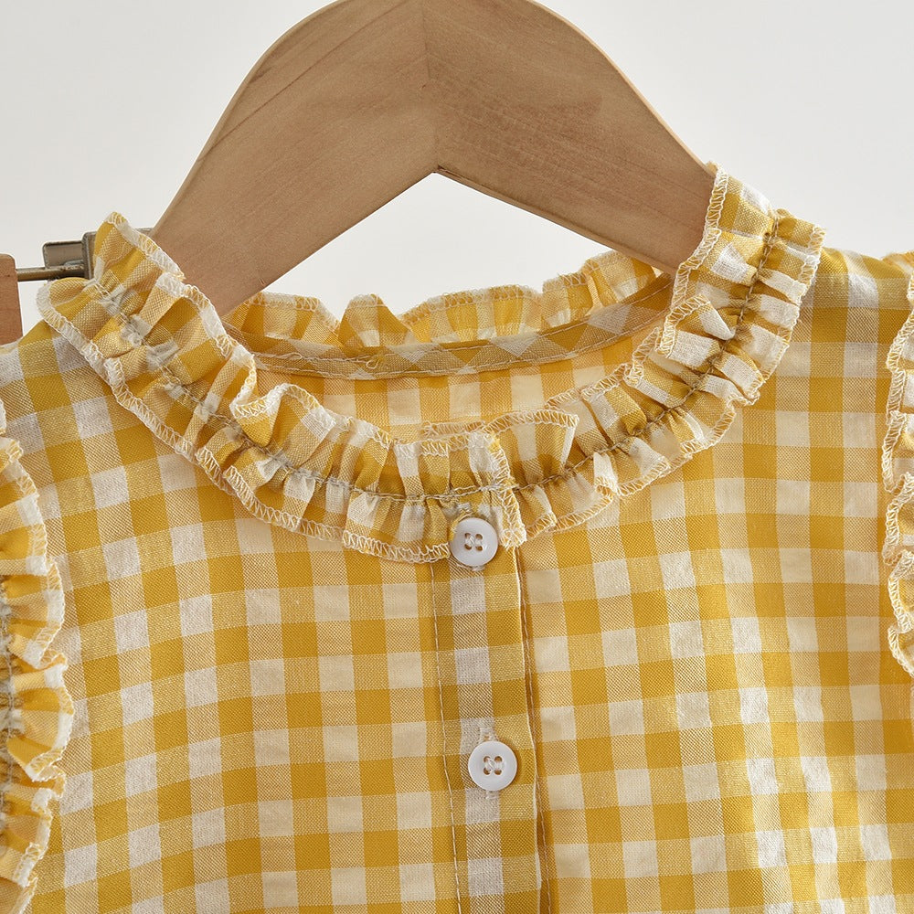 【90-140】ギンガムチェックフリルセットアップ