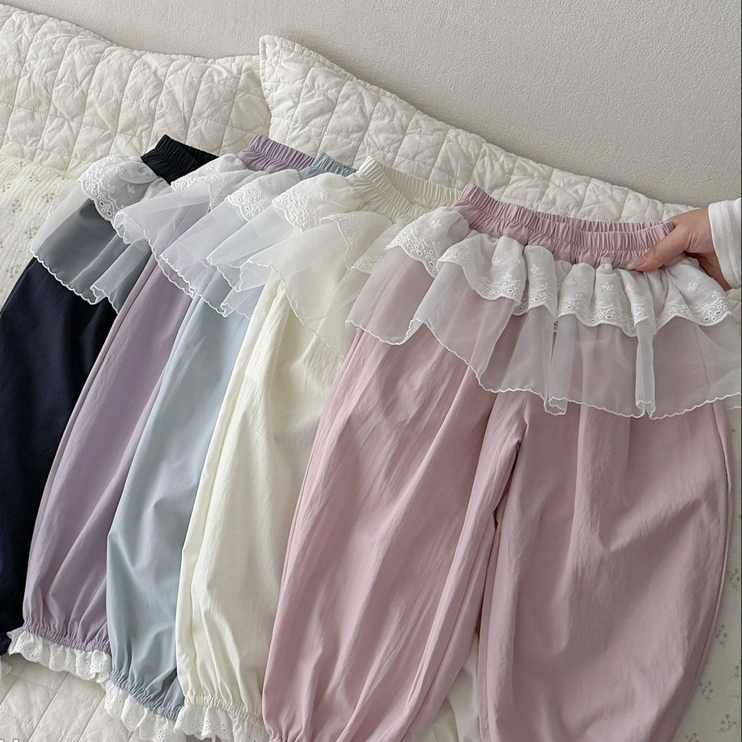 【90-150】レースデザインロングパンツ