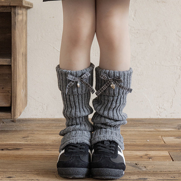 リボン＆ハートモチーフレッグウォーマー