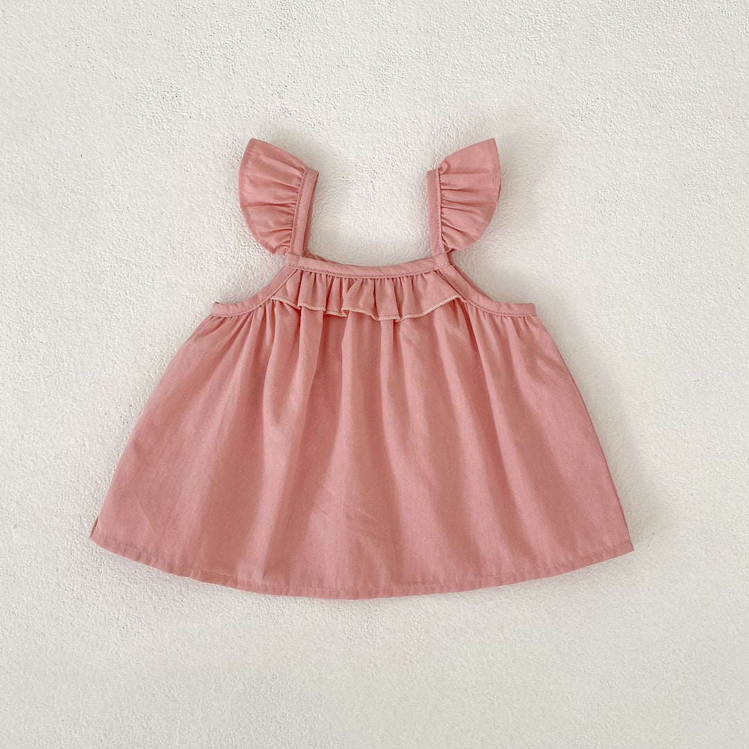 【73-110】フリルキャミソール×小花柄ショートパンツセット
