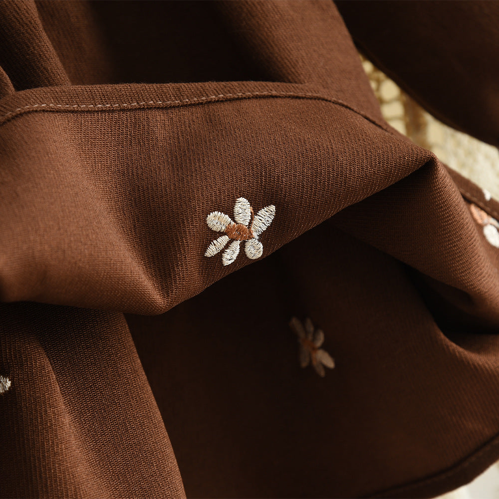 【6M-3Y】フラワー刺繍フレアワンピース