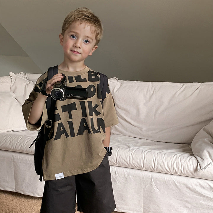 【120-150】英字デザインTシャツ