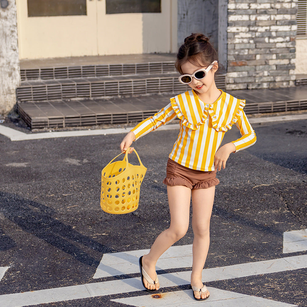 【90-140】ビッグカラーチェック柄セパレートスイムウェア