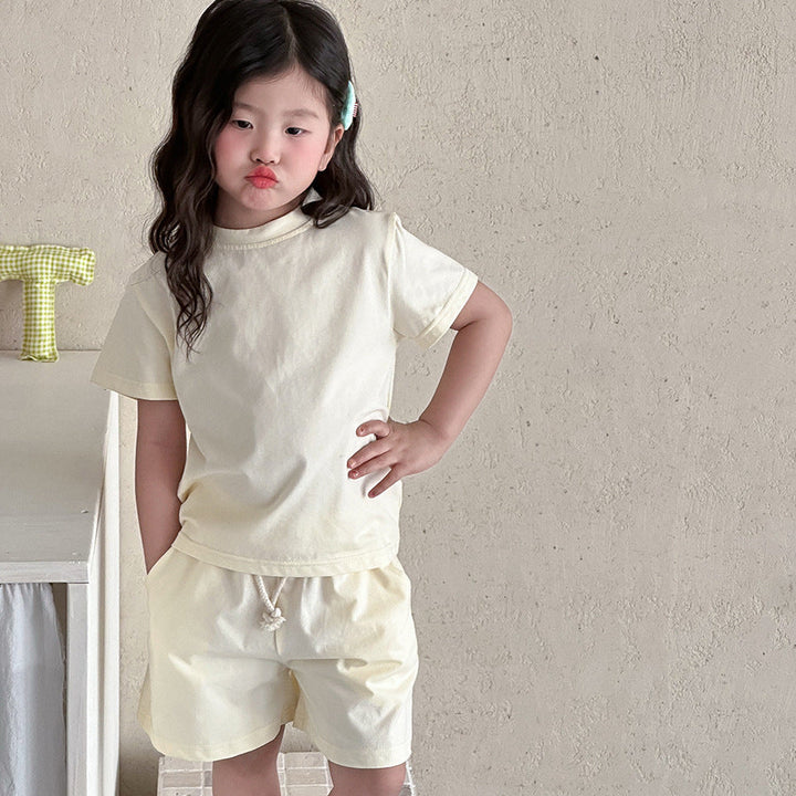 【90-150】シンプルTシャツ×ハーフパンツセット