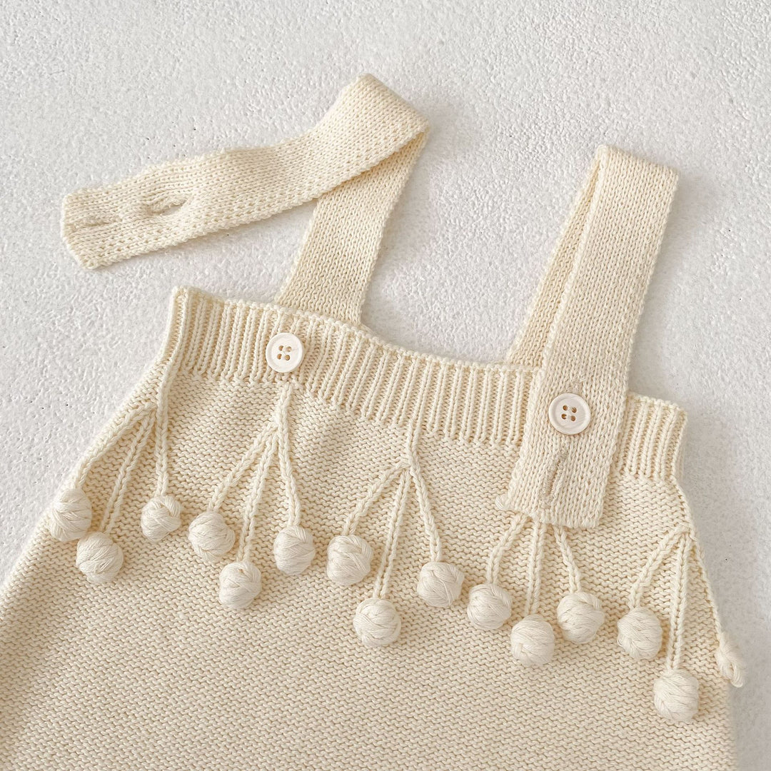 【73-100】ポンポンデザインショートロンパース