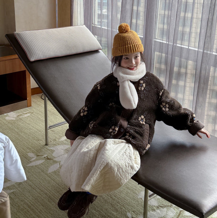 【100-150】花柄ボアジャケット