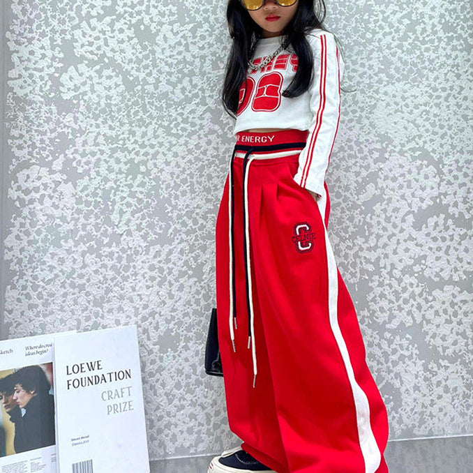 【110-150】ウエストデザインロングパンツ