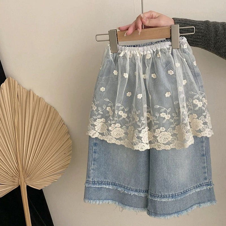 【80-120】カットオフデザインワイドデニムパンツ