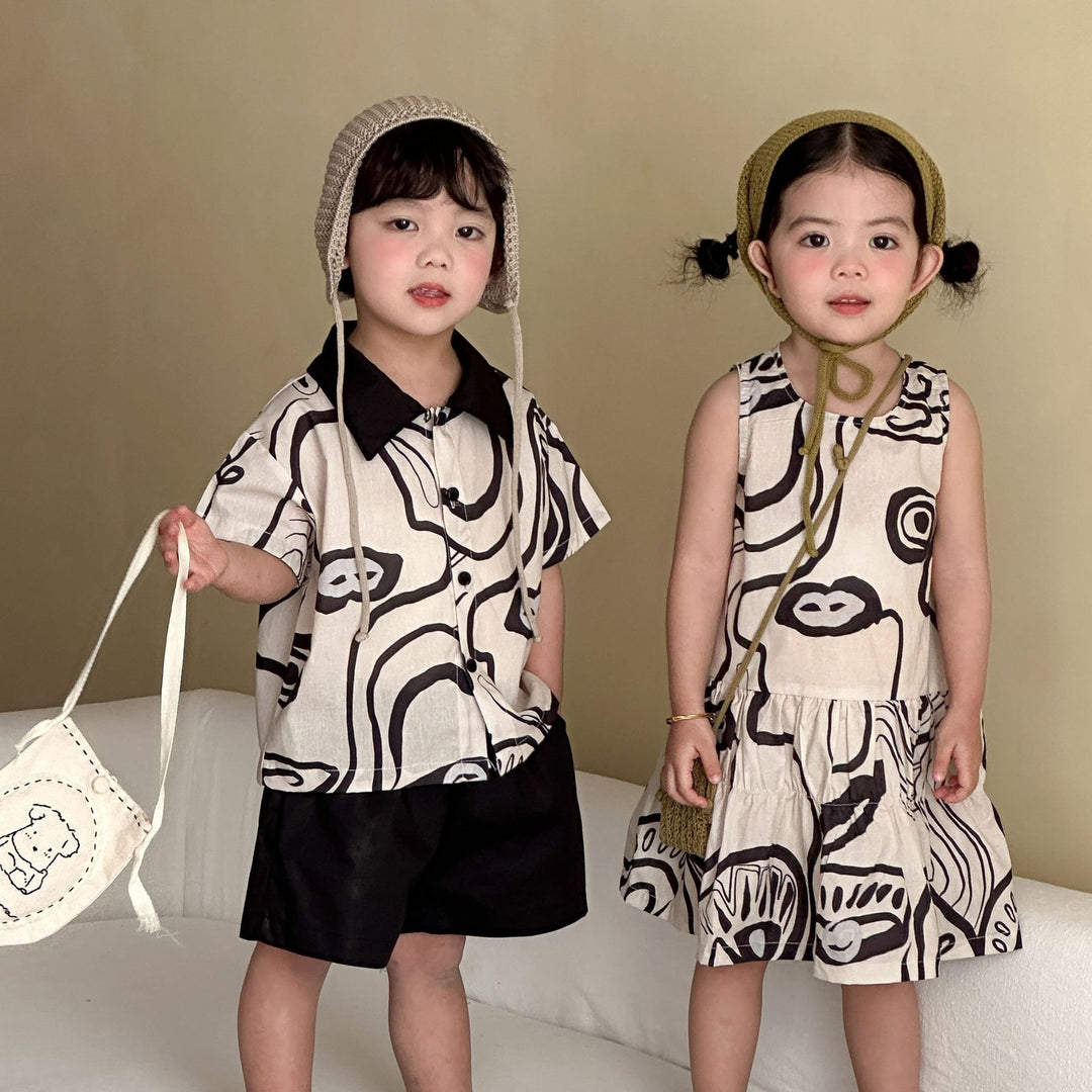 【80-150】総柄ノースリーブワンピース